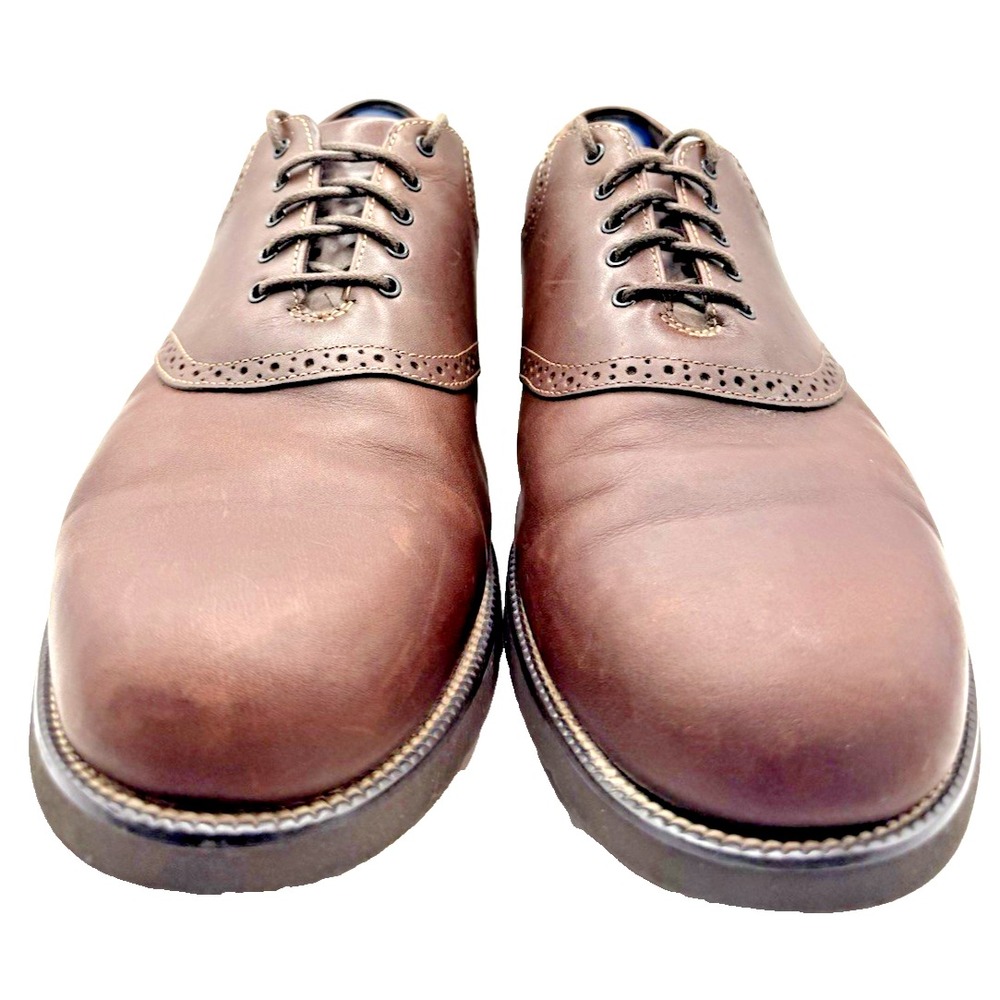 Rockport Mens Kinetic Air Saddle Oxford Brn Leather Lace Up Dress Shoes Size 11W - Picture 4 of 9